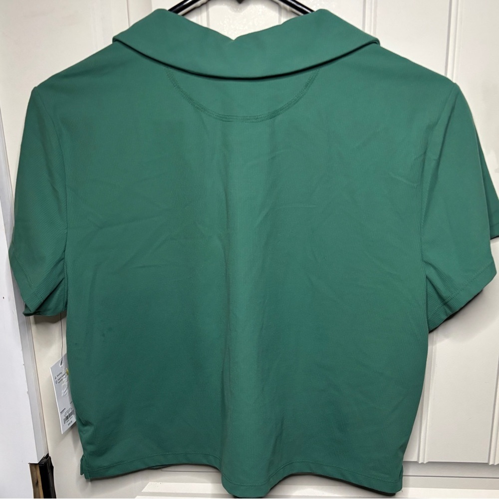 FLX XL Green Cropped Polo Shirt Short Sleeve Athletic Tennis Golf Streetwear - Picture 4 of 5